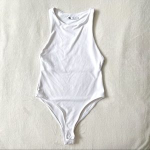 Zara White High Neck Bodysuit Small
